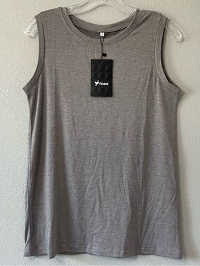 FICERD Women's Grey Sleeveless Crew neck  Tank Top SZ S Athletic Wear